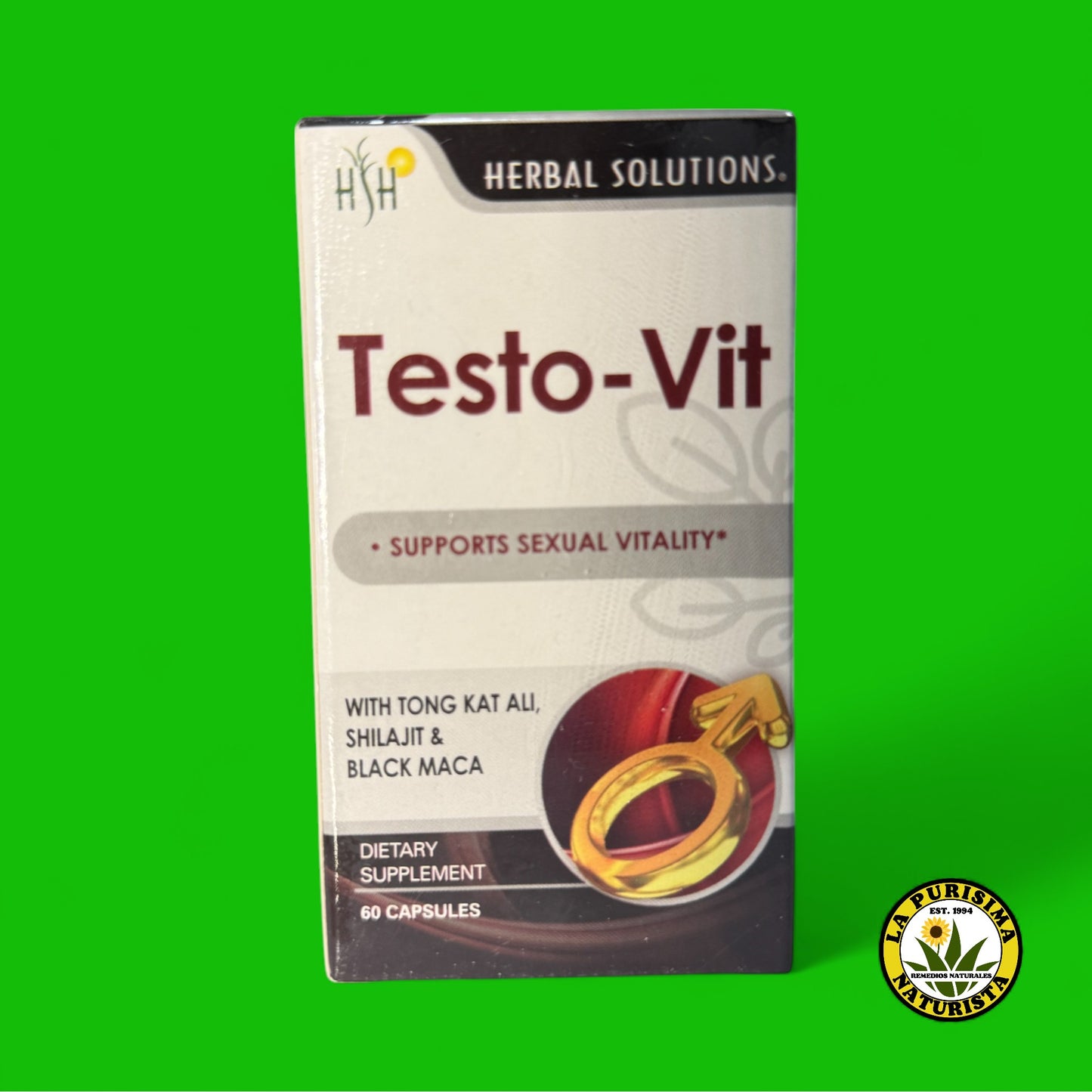 TESTO- VIT *APOYA LA VITALIDAD SEXUAL, CON TONG KAT ALI, SHILAJIT Y MACA NEGRA (60 CAPSULAS)