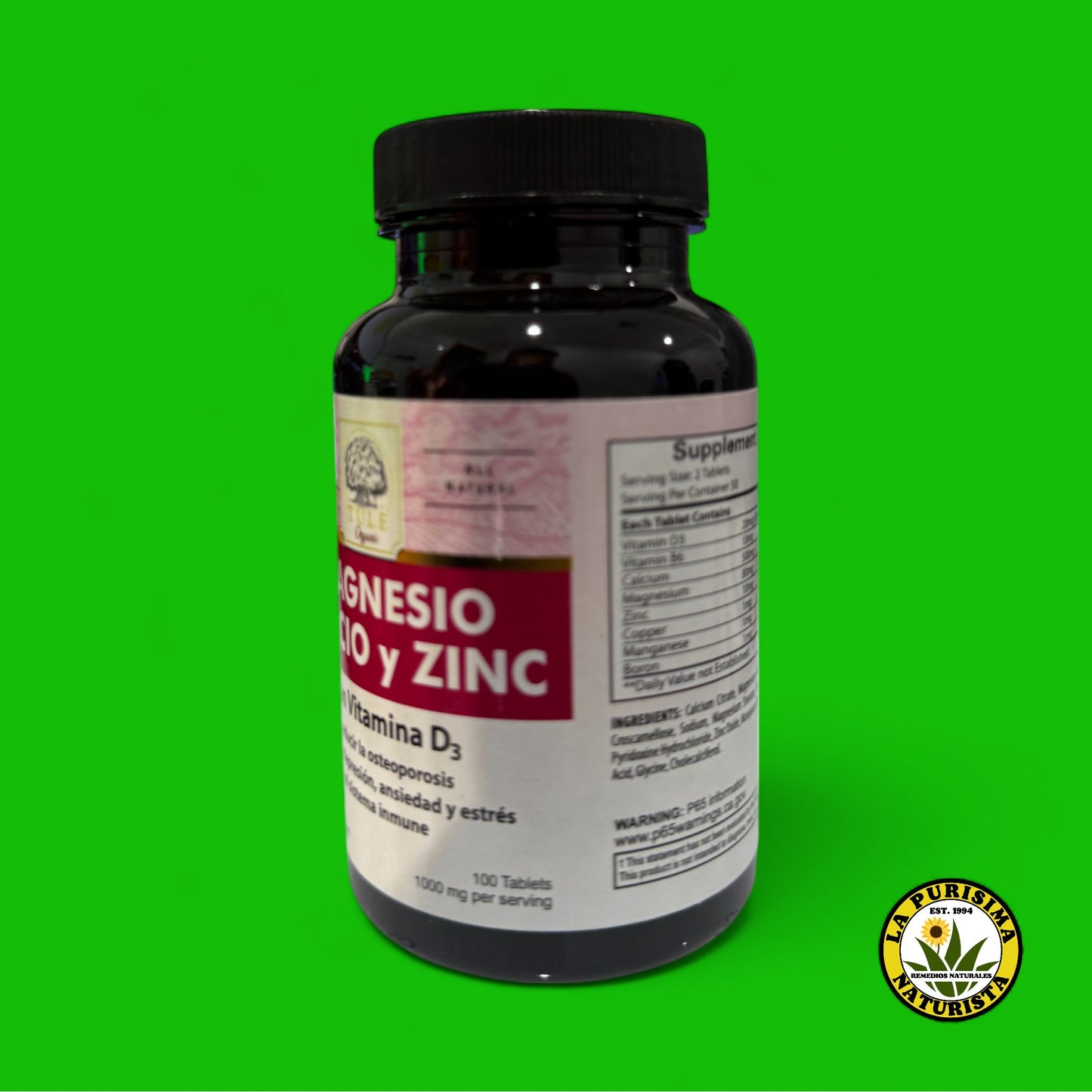 MAGNESIO CALCIO Y ZINC (MULTIBENEFICIOS) 100 TABLETS 1000 MG PER SERVING