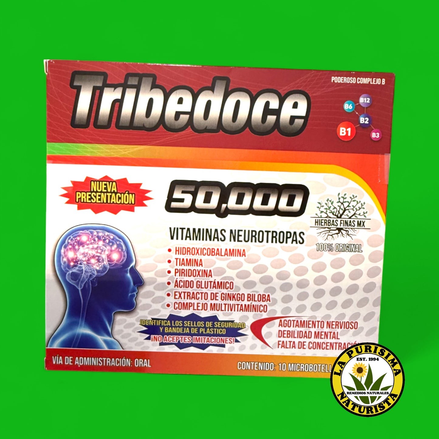 TRIBEDOCE 50,000 VITAMINAS NEUROTROPAS 10 MICROBOTELLAS DE 15ML