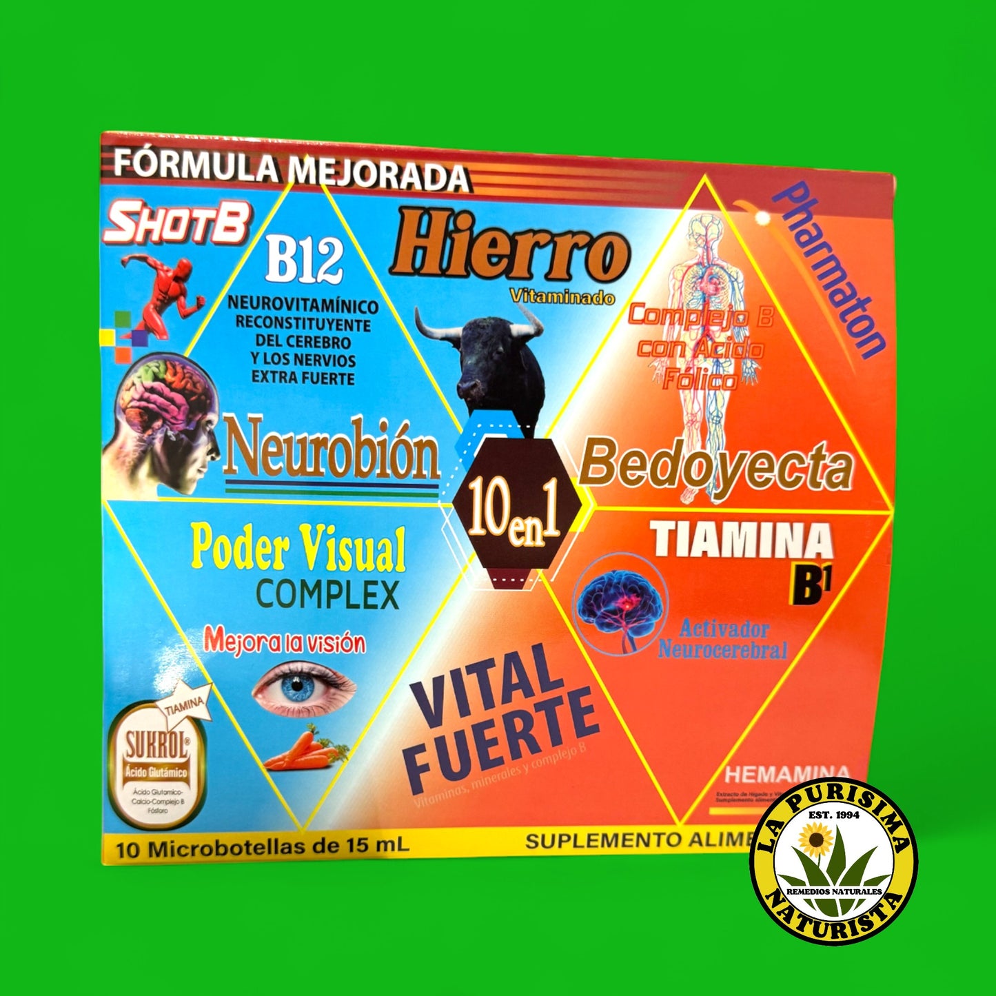 Hierro 10 en 1 Ampolletas 15 ml (10 pzas)