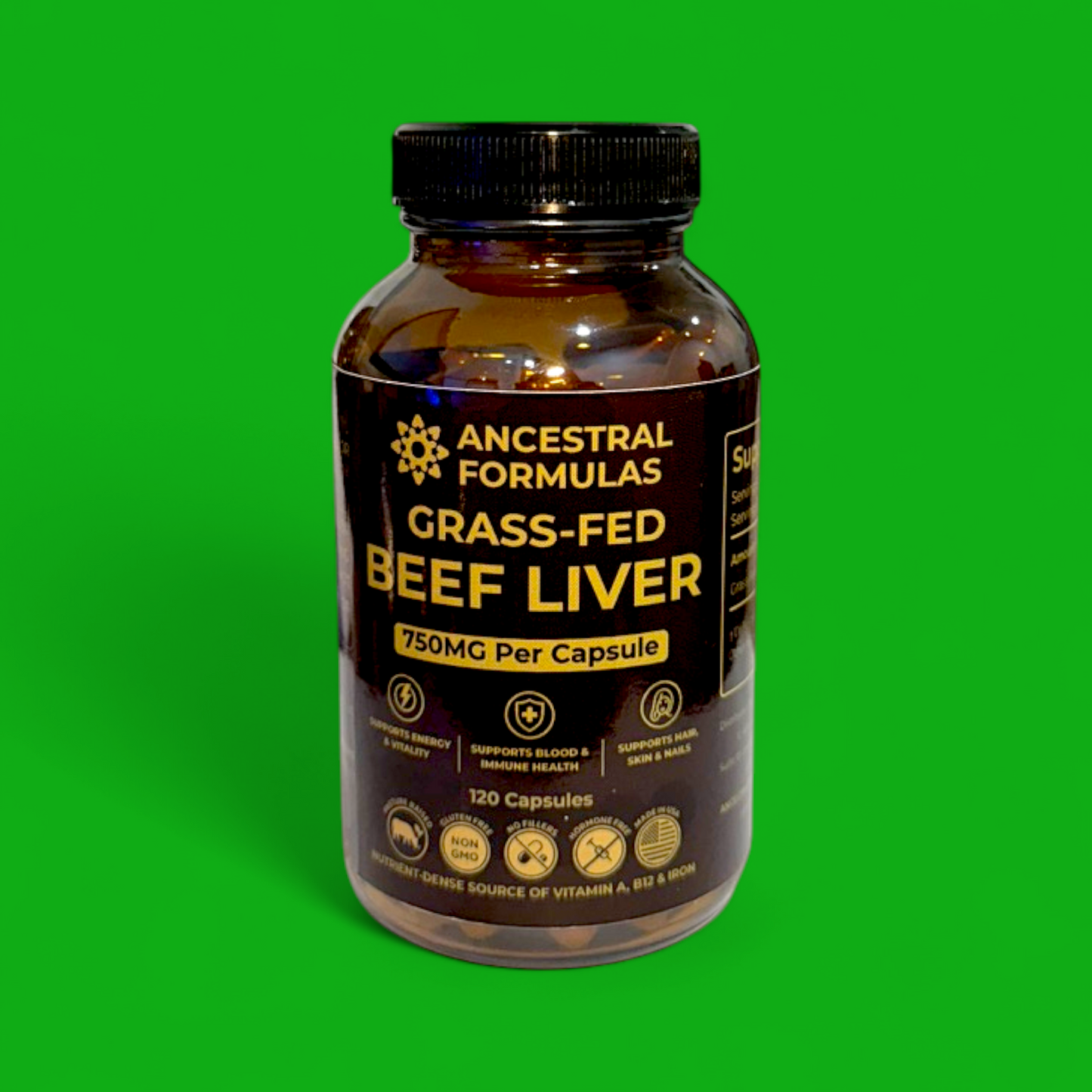 GRASS-FED BEEF LIVER 750 MG. 120 CAPSULES