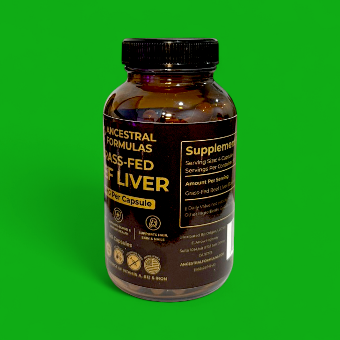 GRASS-FED BEEF LIVER 750 MG. 120 CAPSULES
