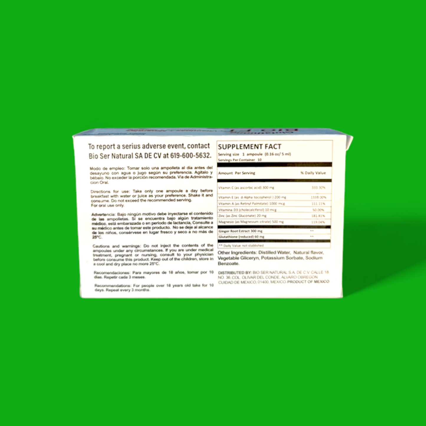 GLUTATHIONE BIO-FT 10 AMPOLLETAS SOLUCION INGERIBLE