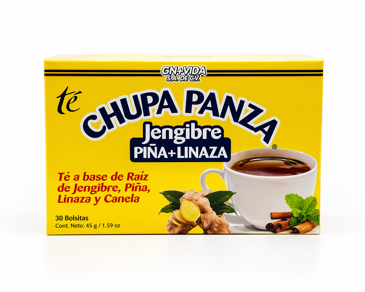 Infusión Natural Jengibre, Piña & Linaza 30 Bolsitas