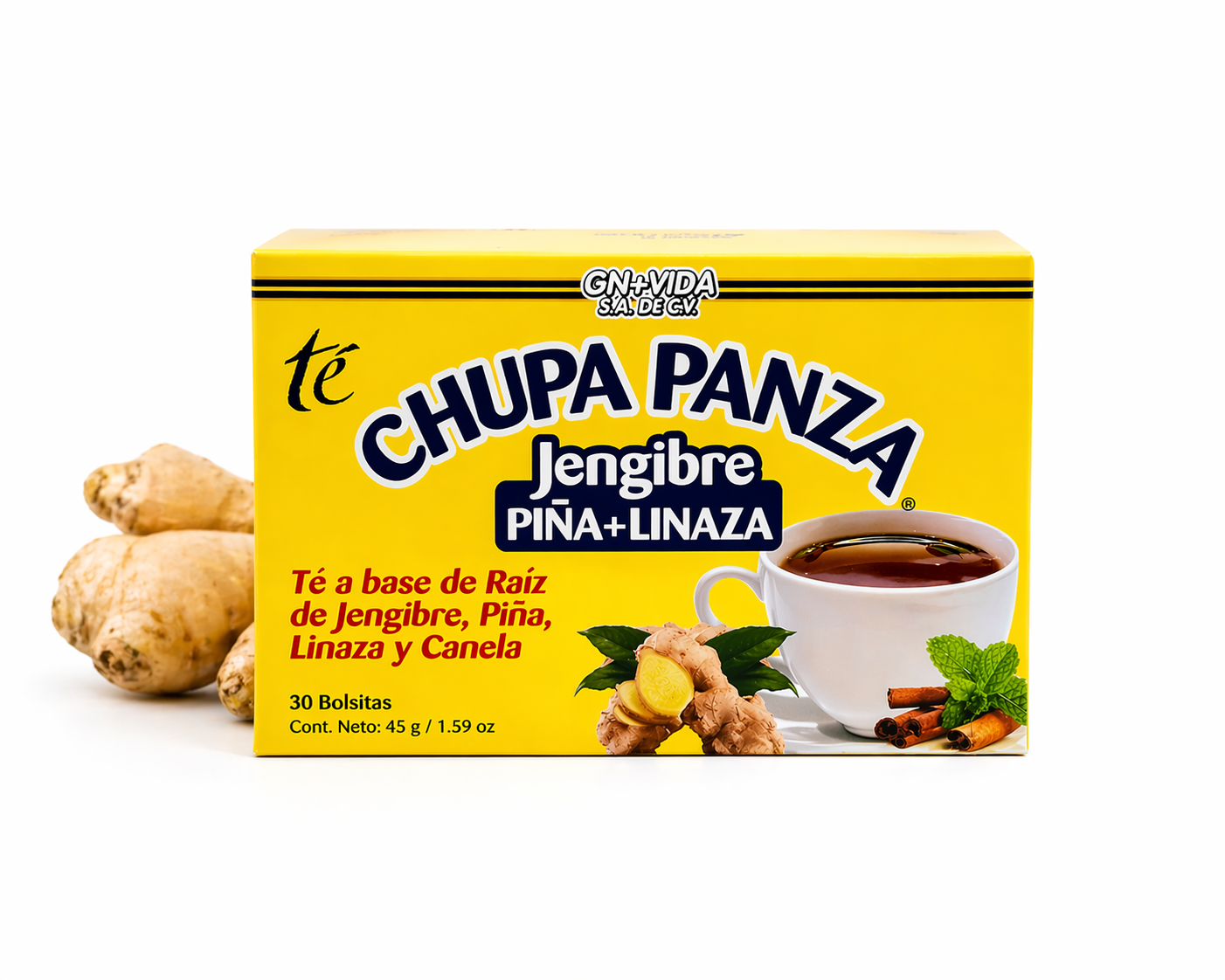 Infusión Natural Jengibre, Piña & Linaza 30 Bolsitas