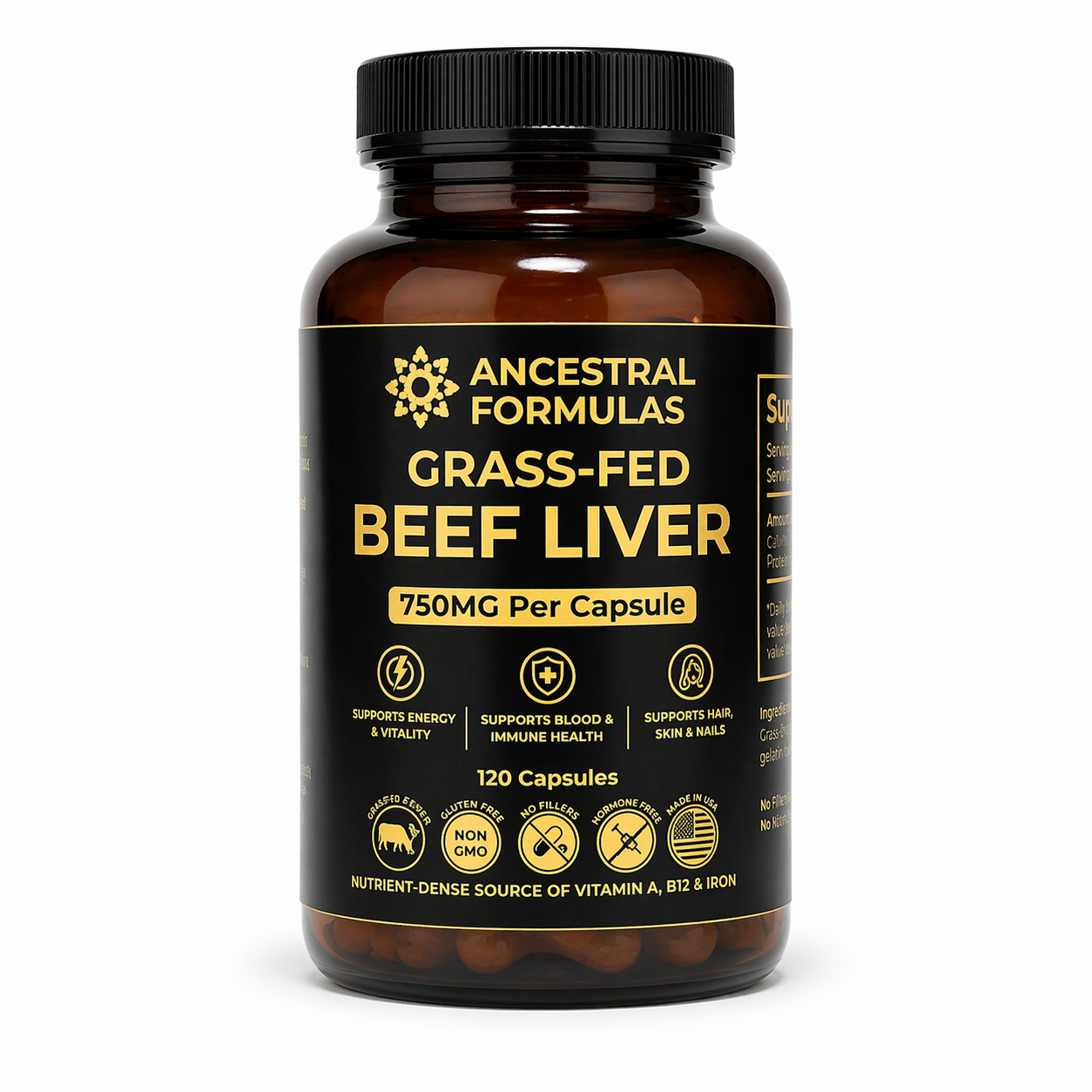 Beef Liver Grass-Fed 750 mg 120 Cápsulas