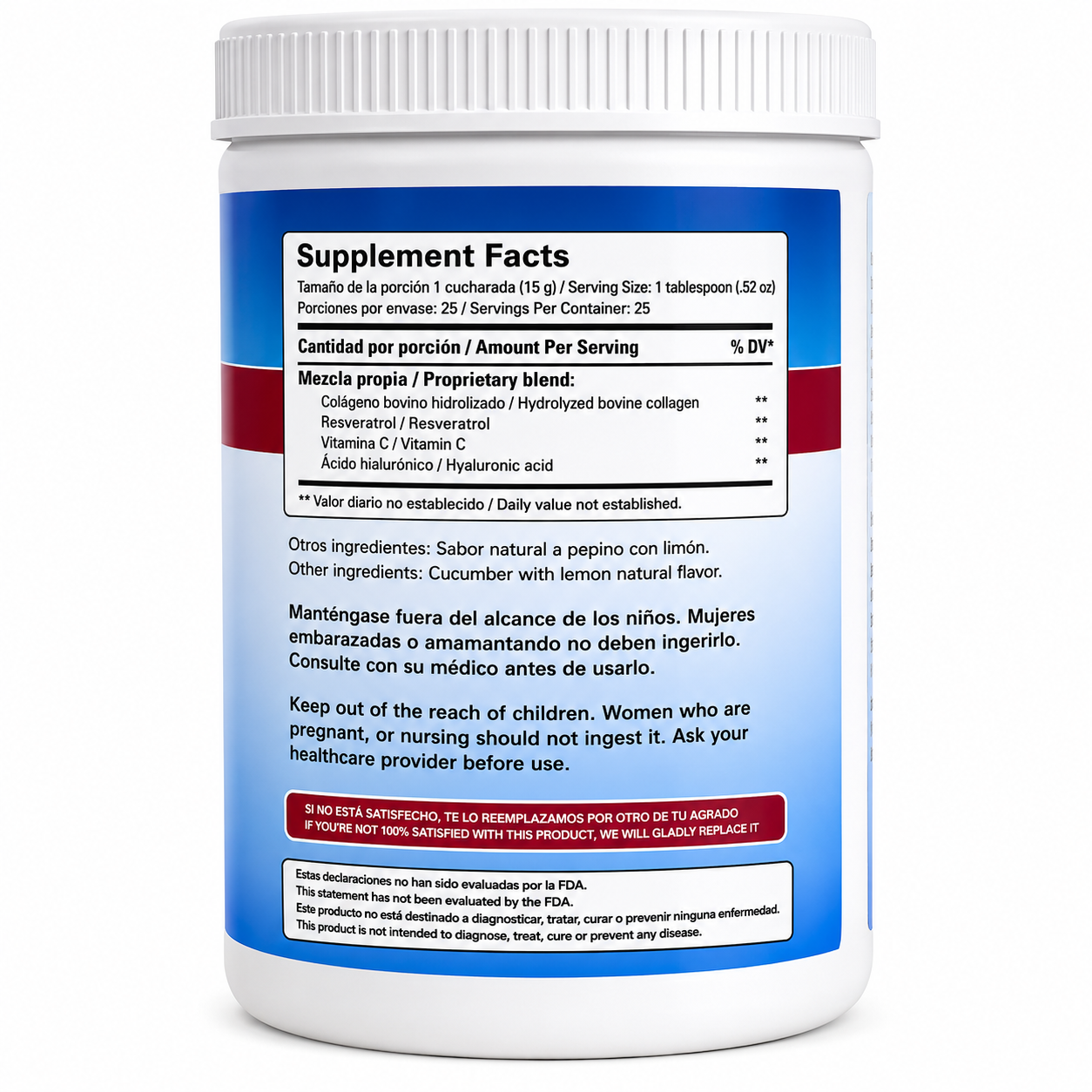 Hydrolyzed Collagen Cucumber Lemon (Pepino-Limon) Flavor 14 oz – Collagen Supplement