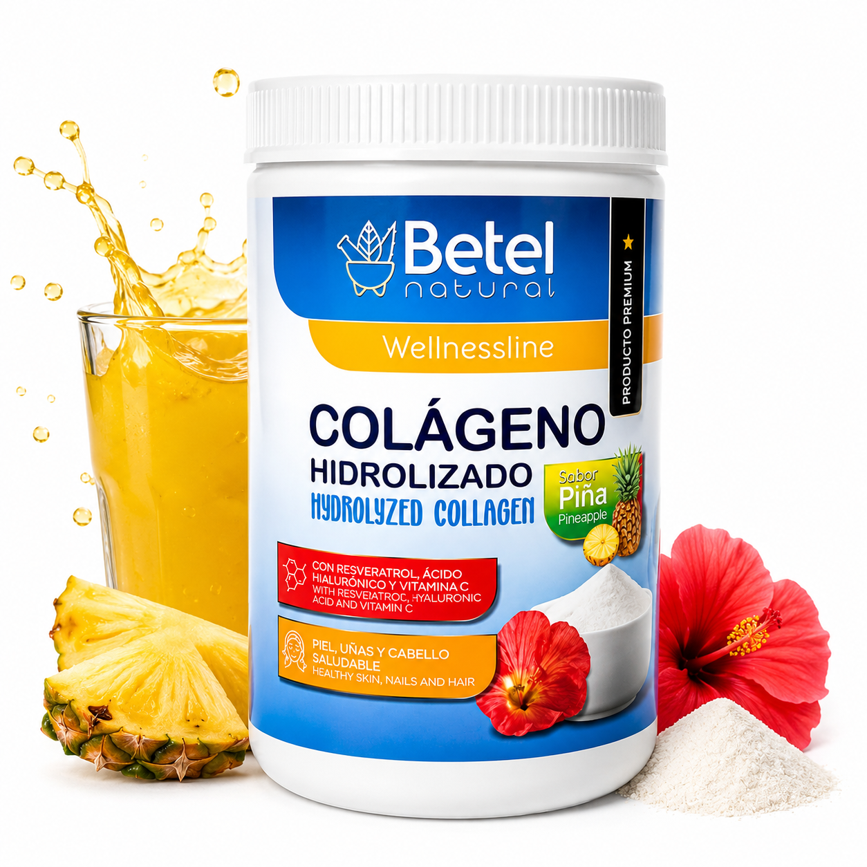 Hydrolyzed Collagen Pineapple (Piña) Flavor 14 oz – Collagen Supplement