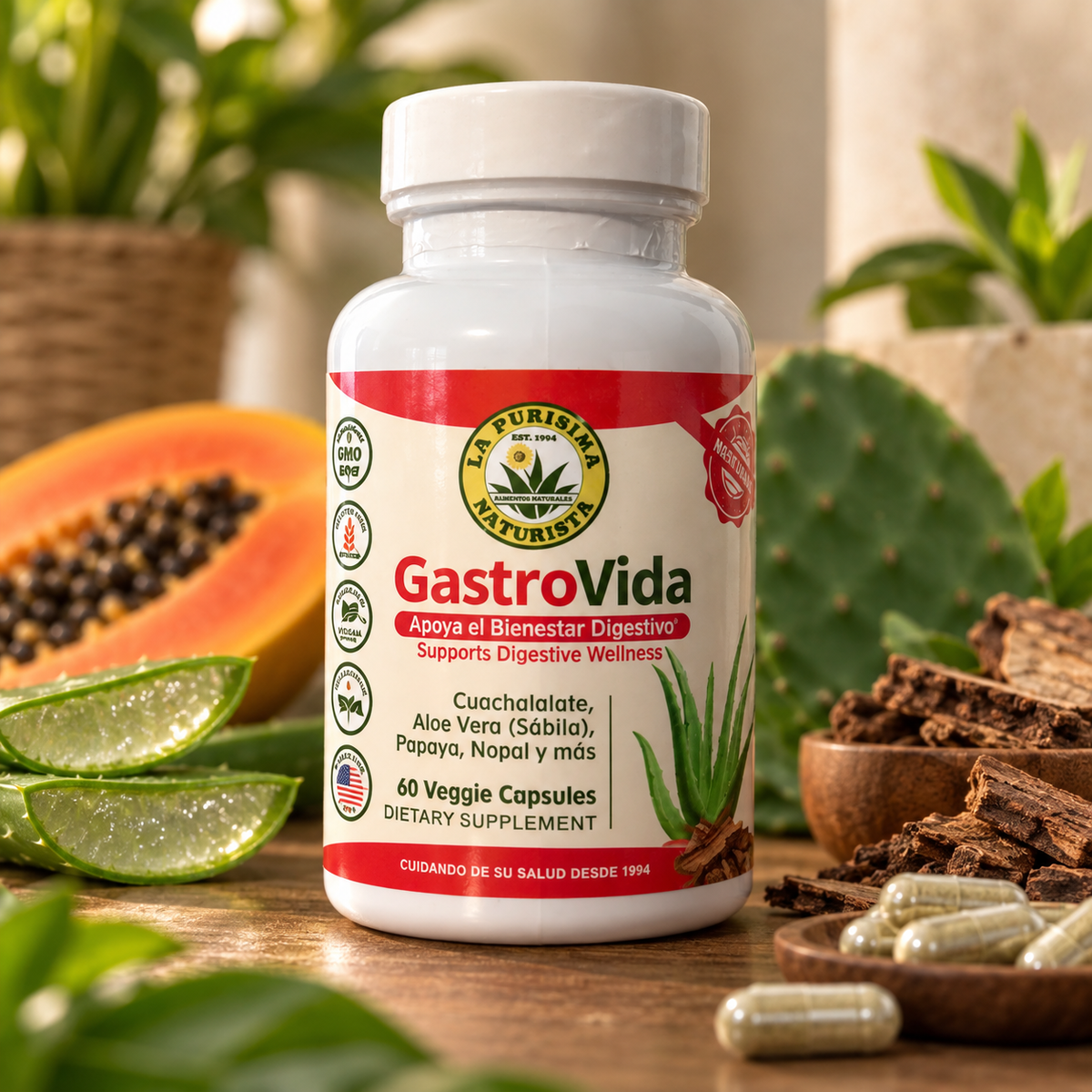 GastroVida Fórmula Herbal para Bienestar Digestivo – 60 Veggie Caps