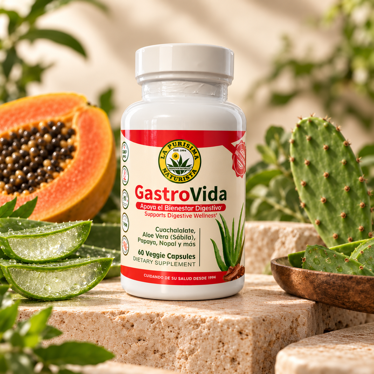 GastroVida Fórmula Herbal para Bienestar Digestivo – 60 Veggie Caps