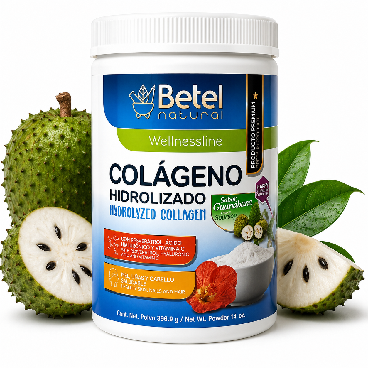 Hydrolyzed Collagen Soursop (Guanábana) Flavor 14 oz – Collagen Supplement