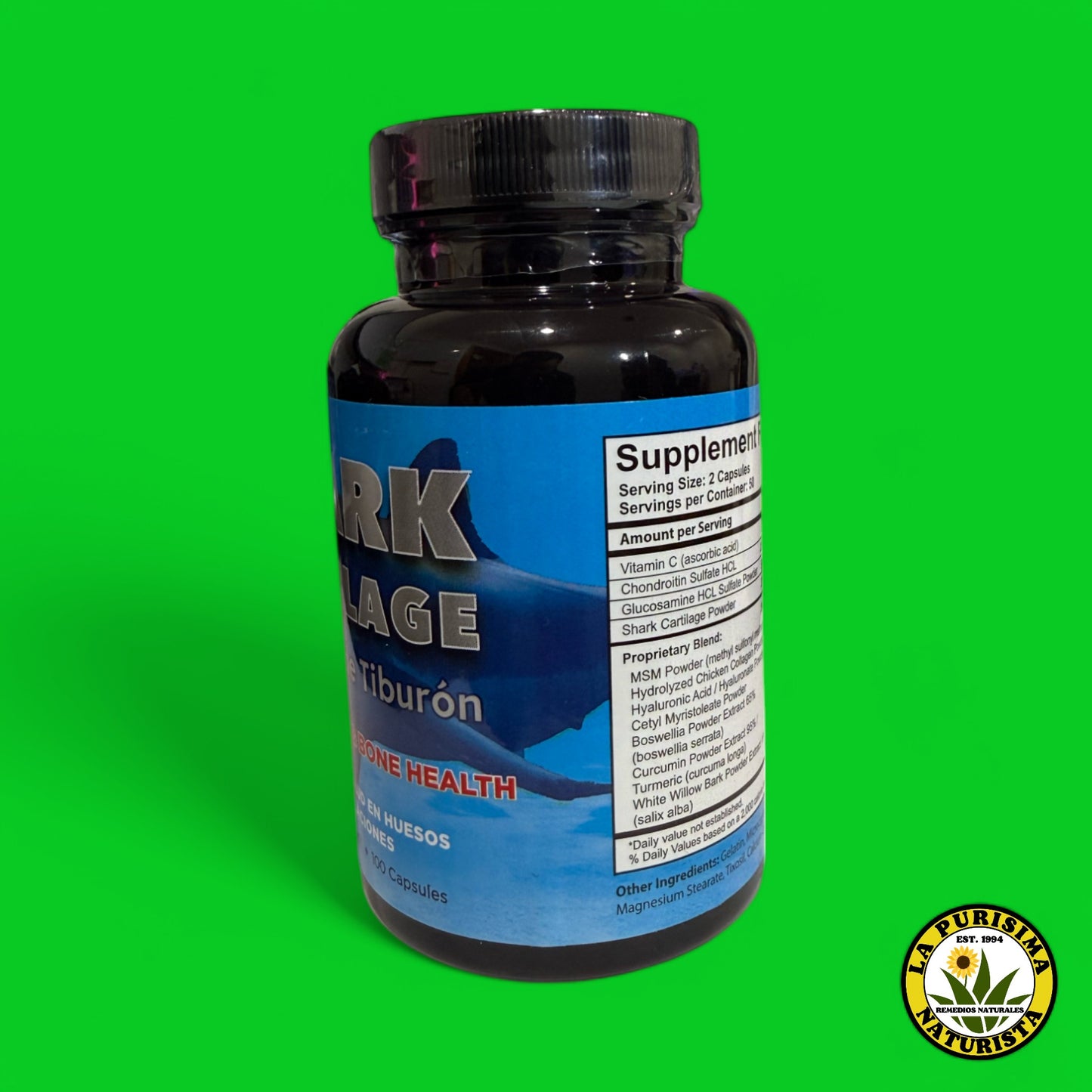 SHARK CARTILAGE 100 CAPSULES (CÁPSULAS DE CARTÍLAGO DE TIBURÓN)