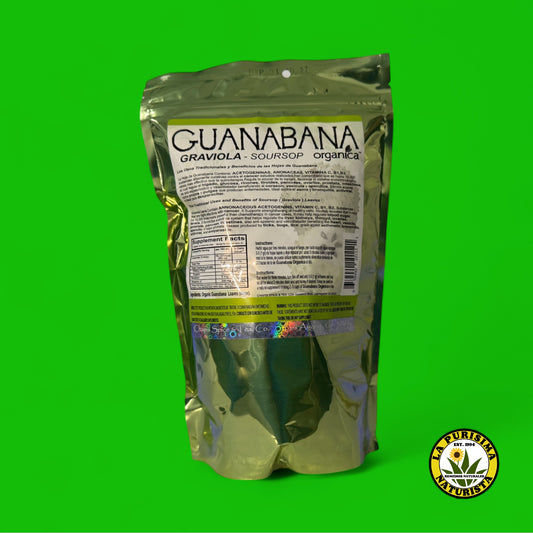 GUANABANA ORGANICA (SOURSOP LEAVES) ACETOGENINS AND VITAMN C (HIERBA PARA HERBIR) CONTENIDO 3 OZ (85 GR)