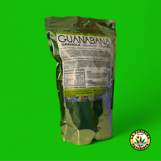 GUANABANA ORGANICA (SOURSOP LEAVES) ACETOGENINS AND VITAMN C (HIERBA PARA HERBIR) CONTENIDO 3 OZ (85 GR)