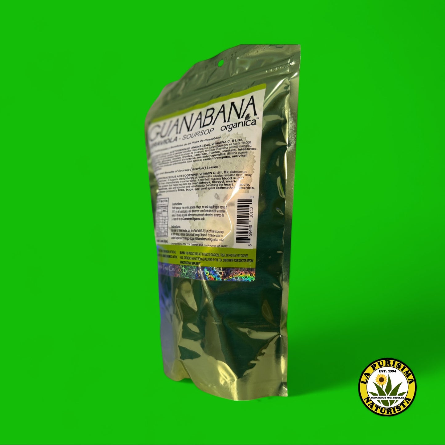GUANABANA ORGANICA (SOURSOP LEAVES) ACETOGENINS AND VITAMN C (HIERBA PARA HERBIR) CONTENIDO 3 OZ (85 GR)