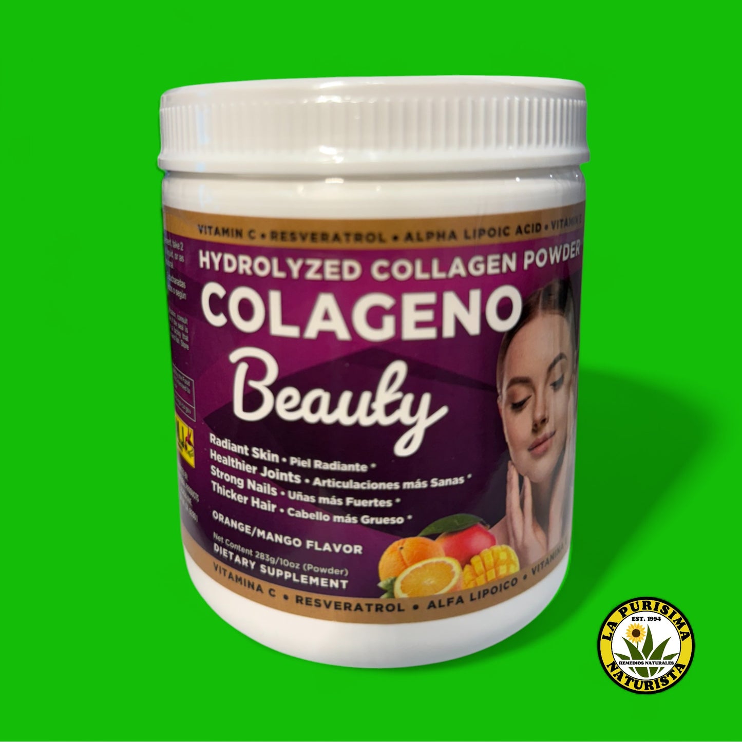 COLAGENO HIDROLIZADO EN POLVO "BEAUTY" NARANJA/MANGO 283 G / 10 OZ.