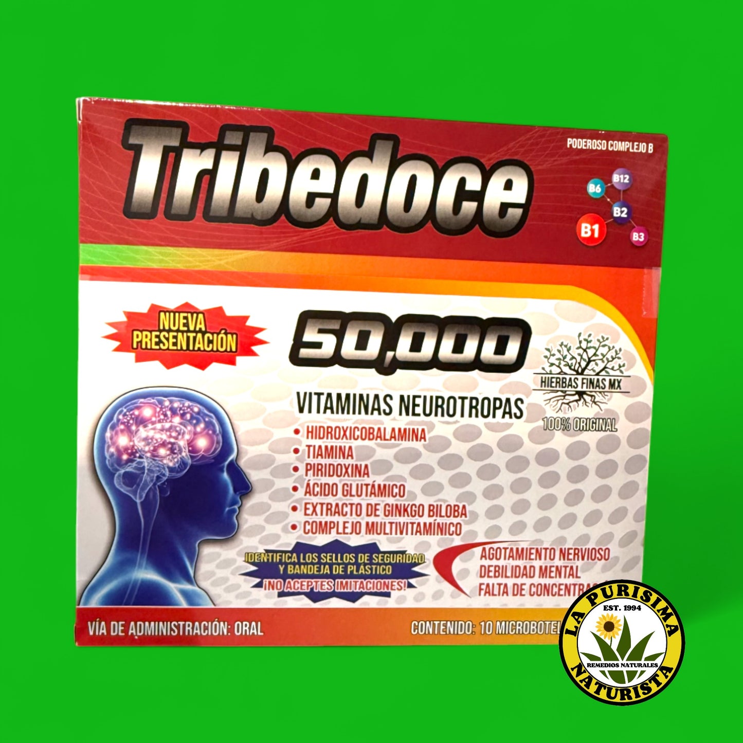 TRIBEDOCE 50,000 VITAMINAS NEUROTROPAS 10 MICROBOTELLAS DE 15ML