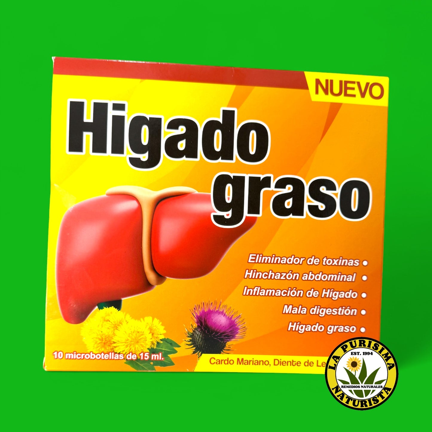 HIGADO GRASO CON 10 MICROBOTELLAS DE 15 ML