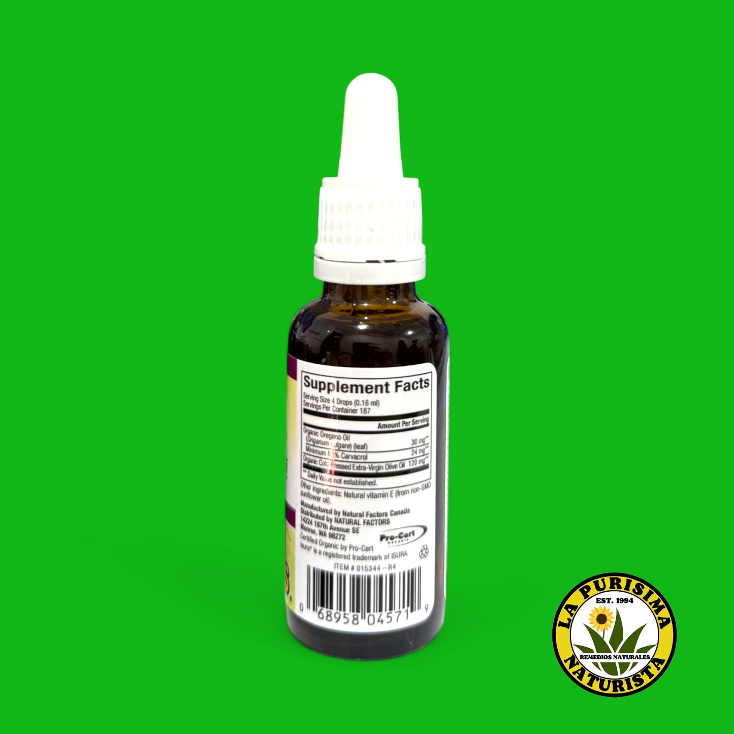 ACEITE DE OREGANO, OIL OF OREGANO CERTIFIED ORGANIC 1FL OZ (30 ml) CON GOTERO