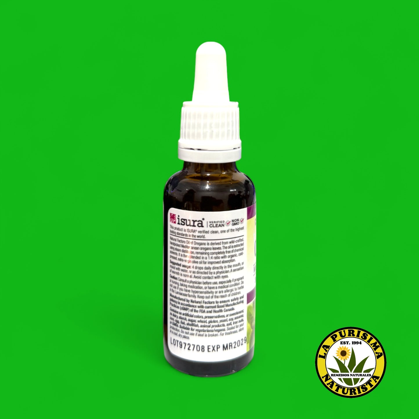 ACEITE DE OREGANO, OIL OF OREGANO CERTIFIED ORGANIC 1FL OZ (30 ml) CON GOTERO