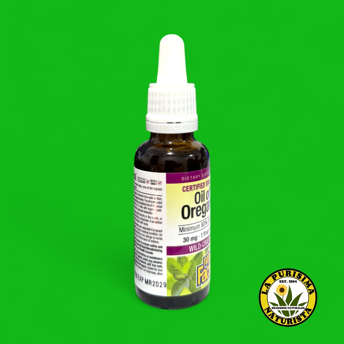 ACEITE DE OREGANO, OIL OF OREGANO CERTIFIED ORGANIC 1FL OZ (30 ml) CON GOTERO