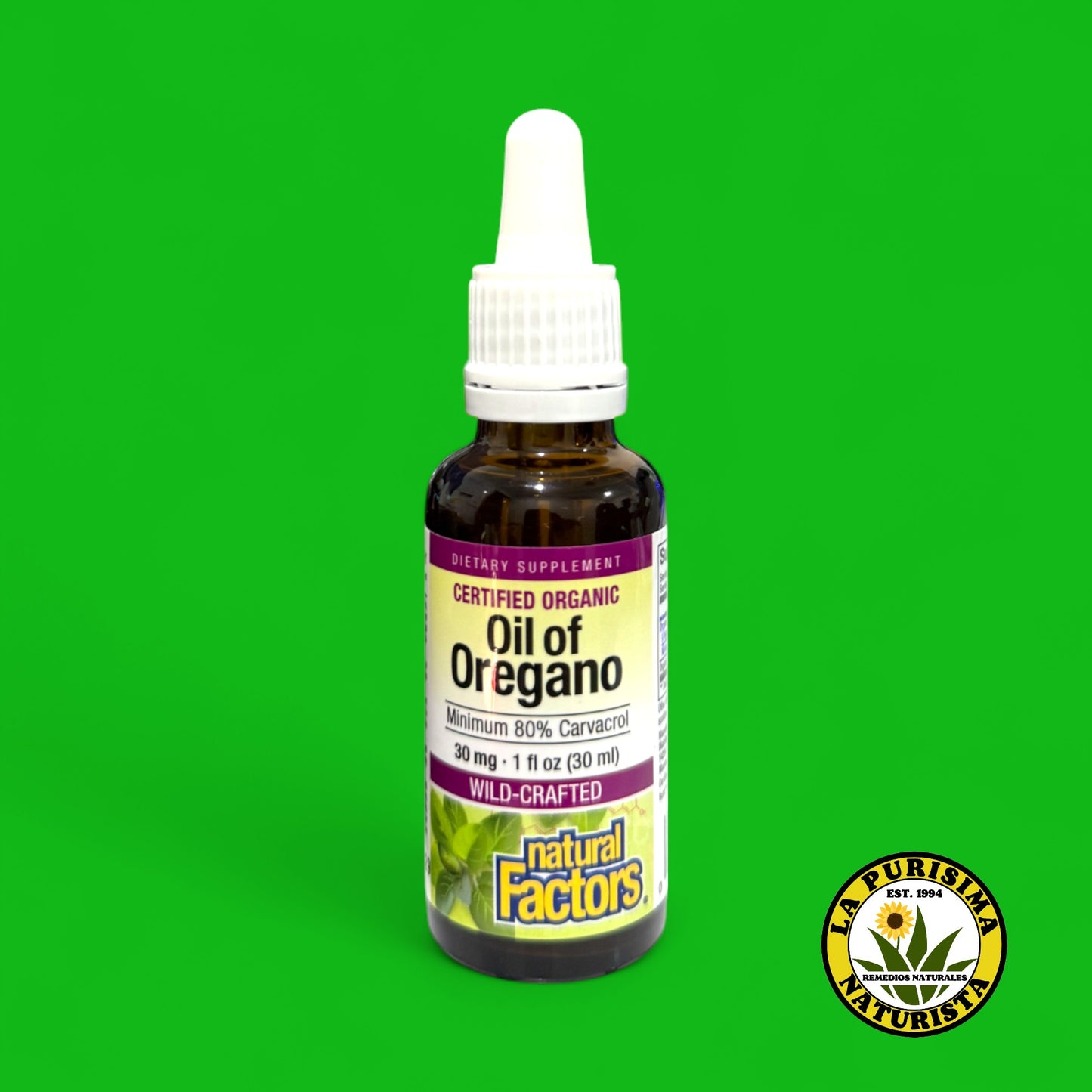 ACEITE DE OREGANO, OIL OF OREGANO CERTIFIED ORGANIC 1FL OZ (30 ml) CON GOTERO