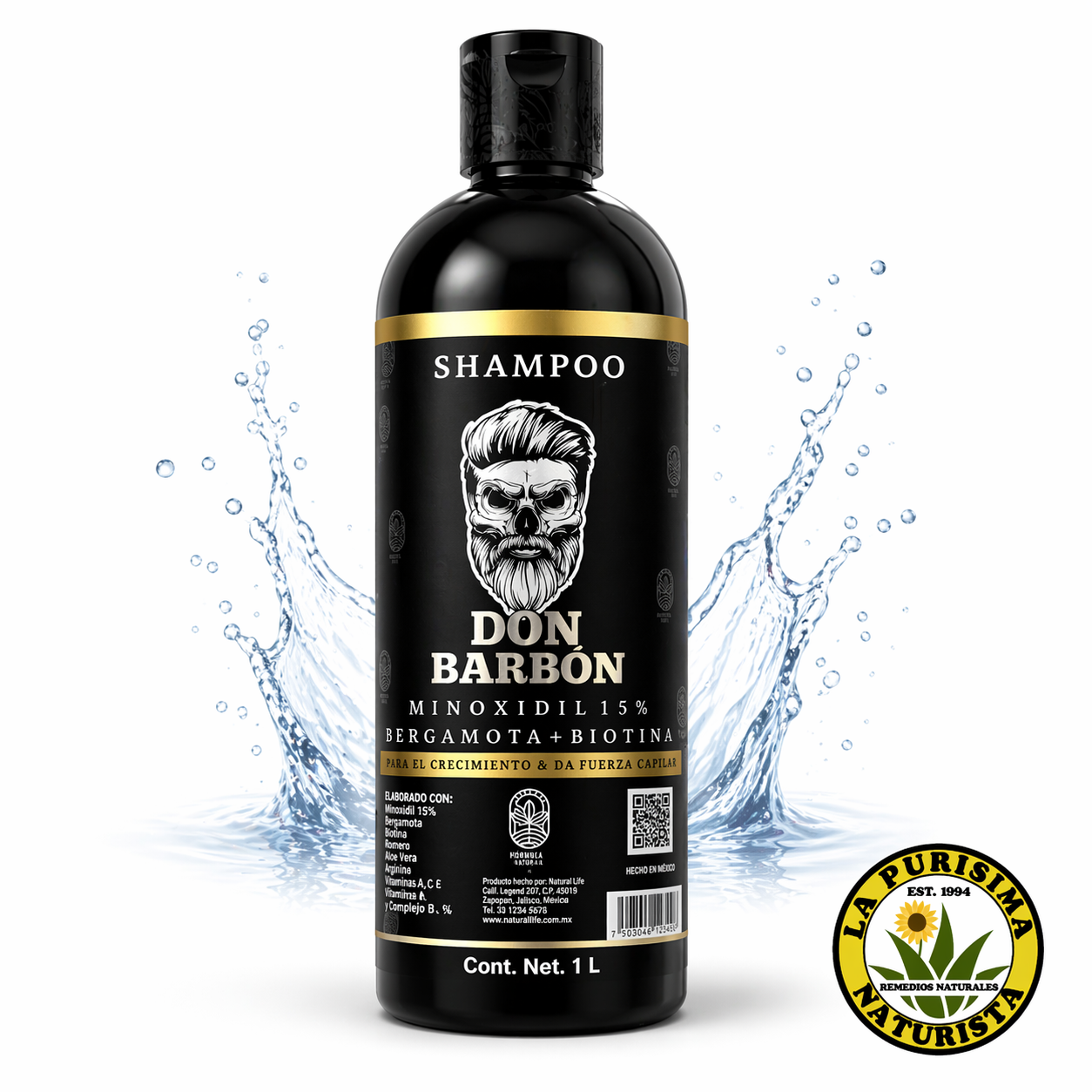 Shampoo Don Barbón Bergamota + Biotina 1 L
