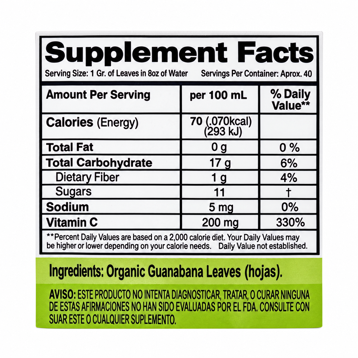Hojas de Guanábana Orgánica 85 g
